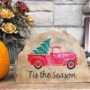 Tis the Season-Vintage Christmas Tree Truck Engraved Stone - Image 3