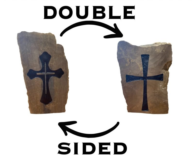 Double Sided Cross Engraved Stone