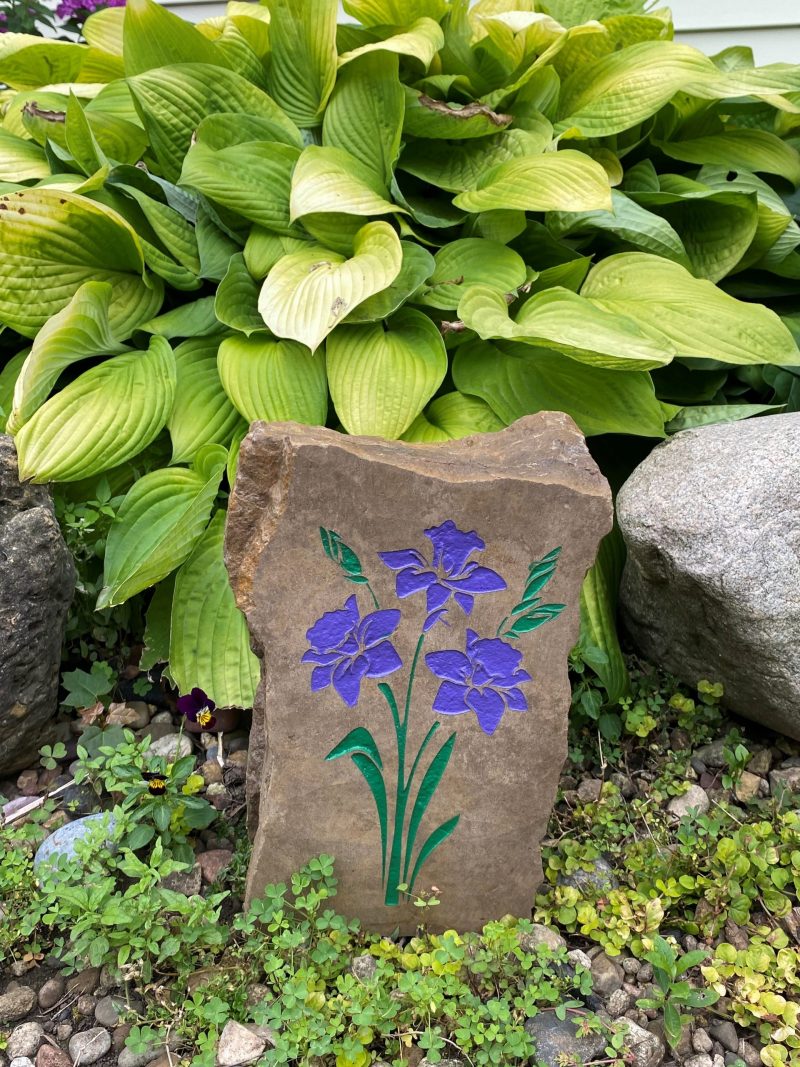 Double Sided Flower Engraved Stone - Image 4