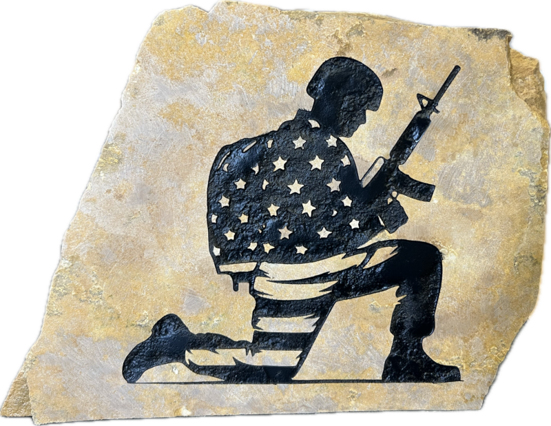 Soldier With American Flag Engraved Stone - Image 3