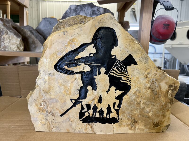 Soldier With American Flag Engraved Stone - Image 6