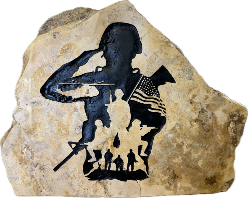 Soldier With American Flag Engraved Stone - Image 4