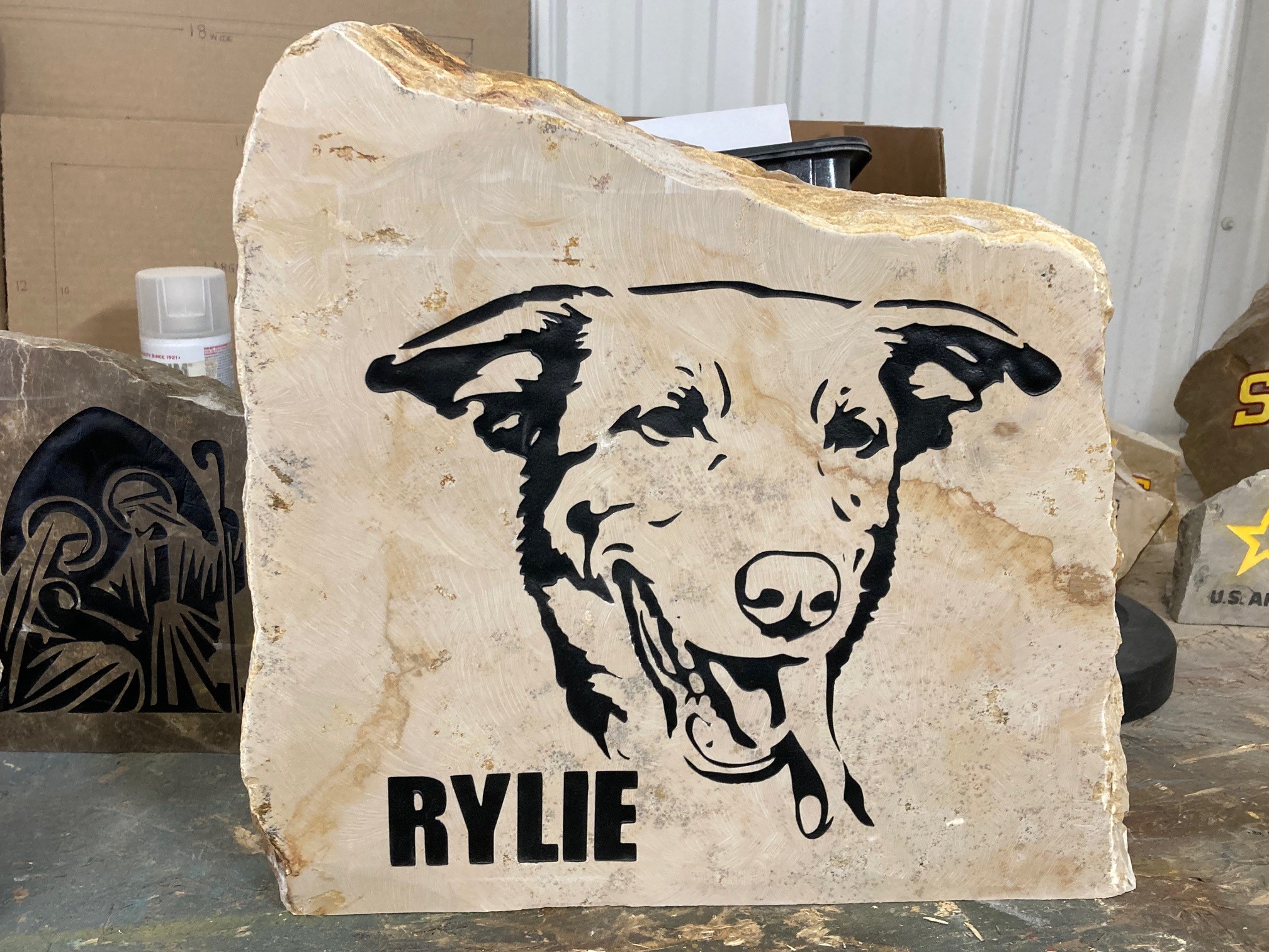 Large Pet Portrait Engraved Stone - Image 2