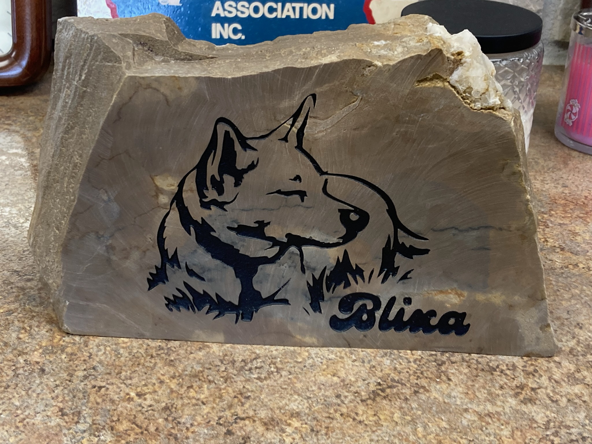 Large Pet Portrait Engraved Stone - Image 5