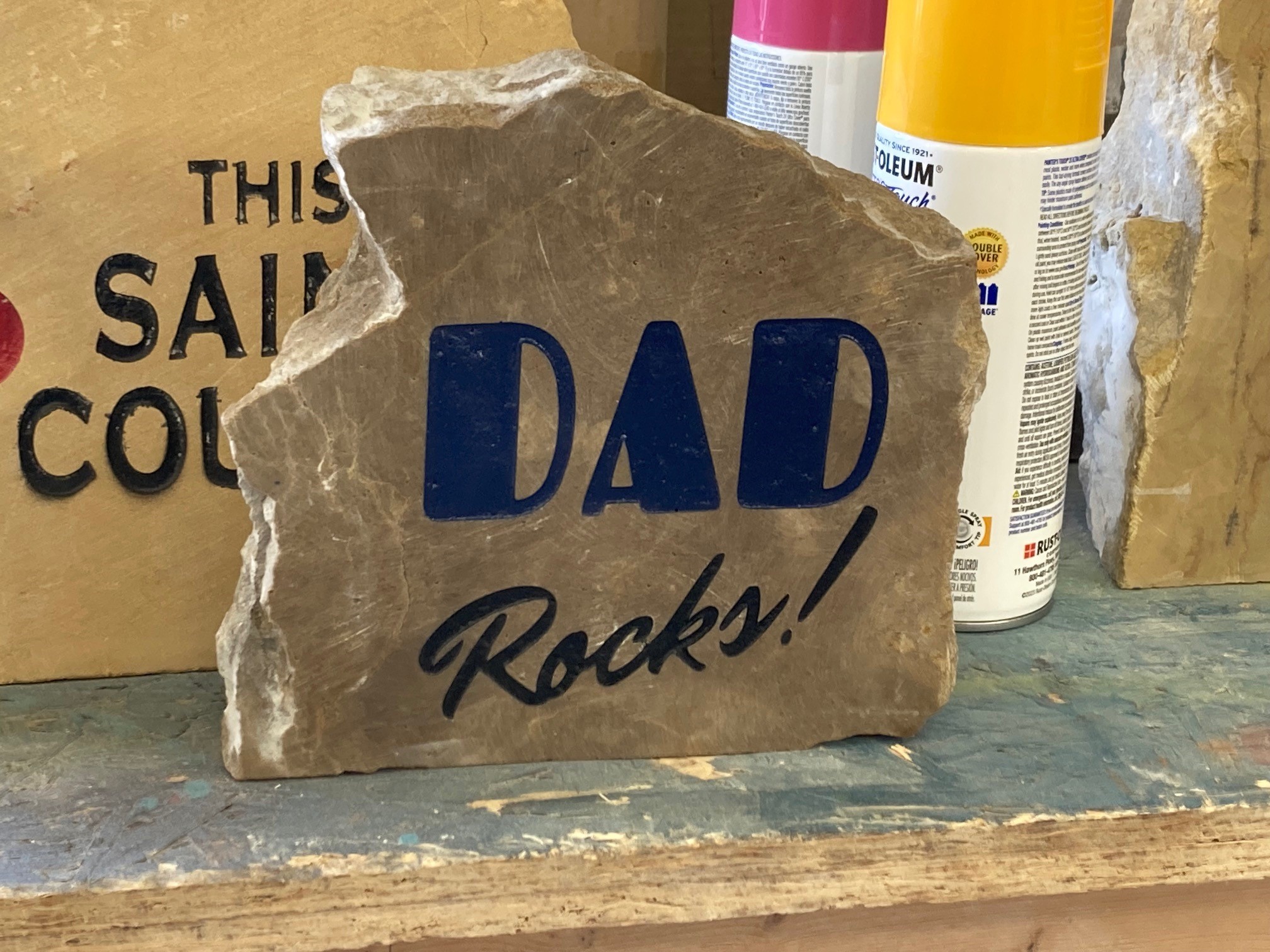 Dad Rocks Engraved Stone - Image 3