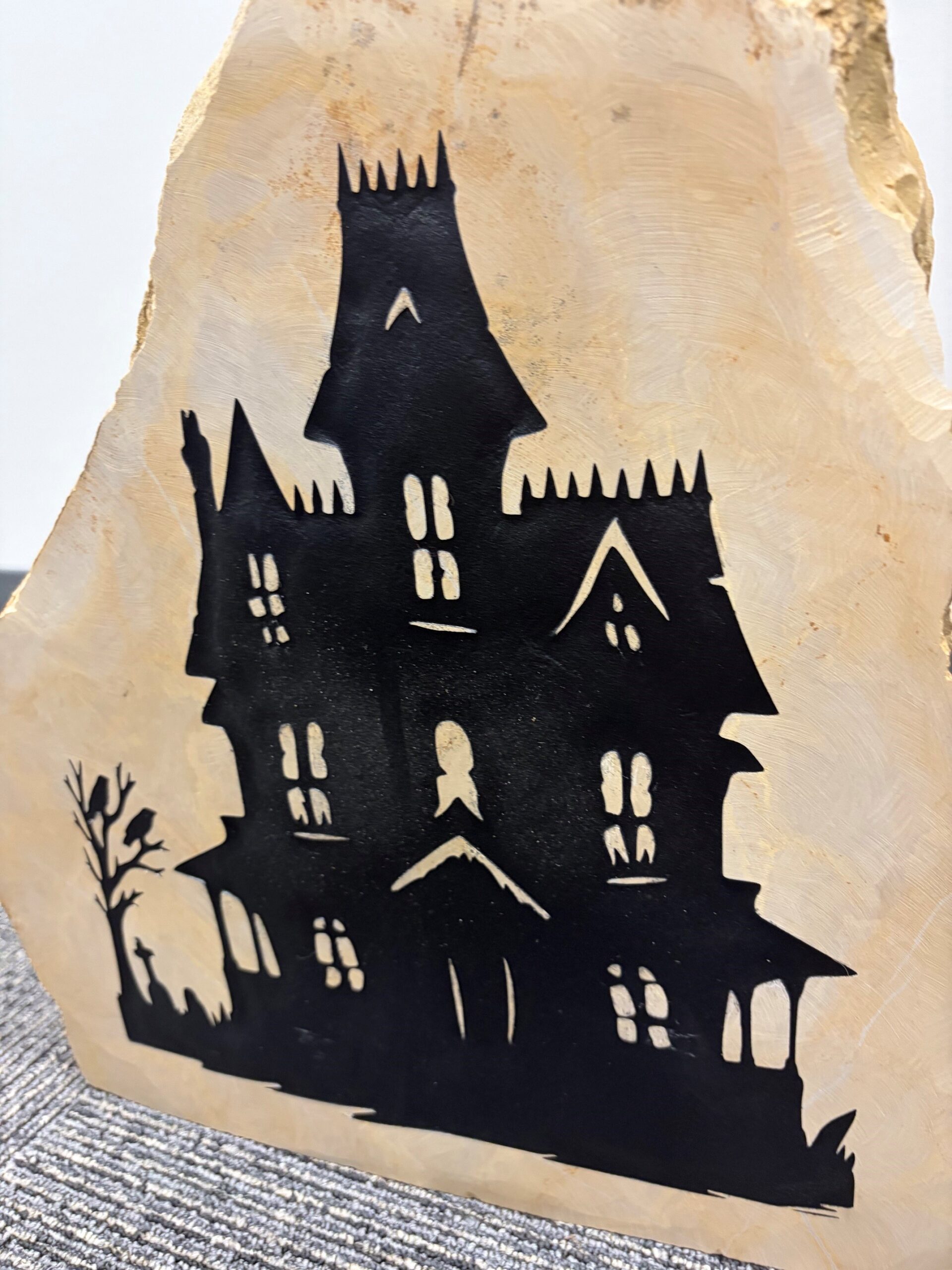 Halloween Haunted House Engraved Stone - Image 3