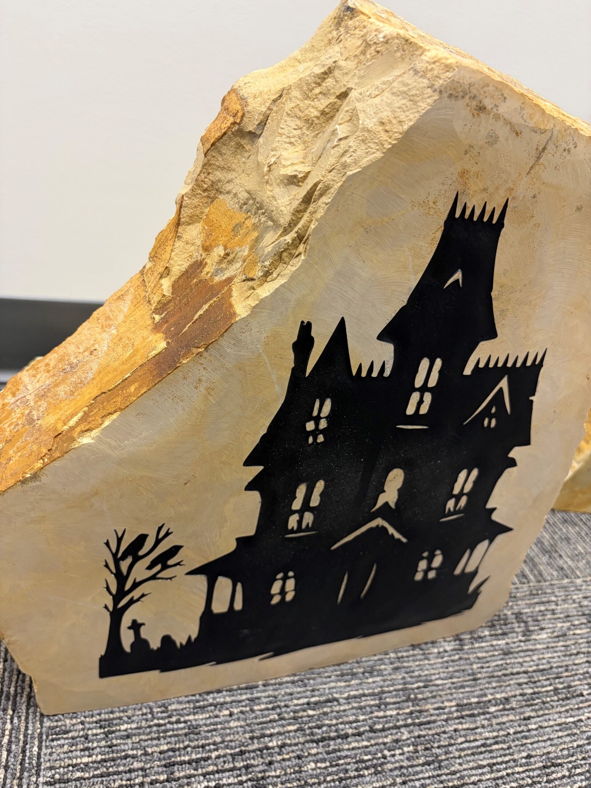 Halloween Haunted House Engraved Stone - Image 4