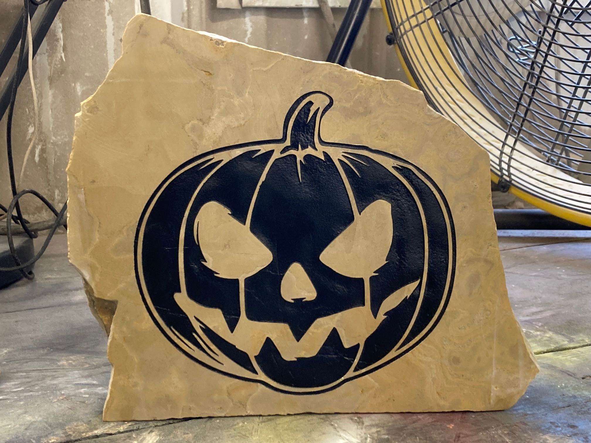 Halloween Jack O Lantern Engraved Stone - Image 2