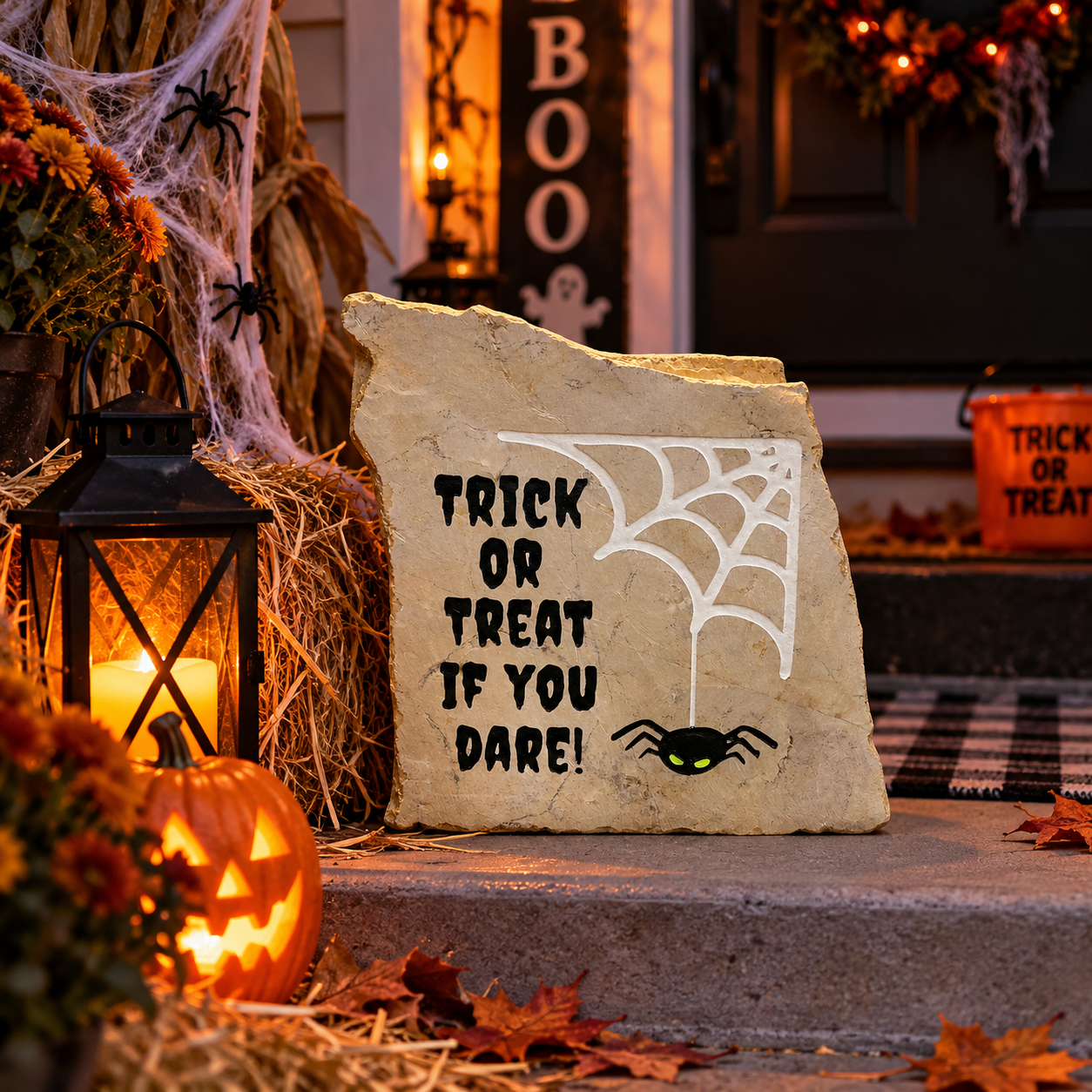 Trick or Treat If You Dare with Spider Engraved Stone - Image 2